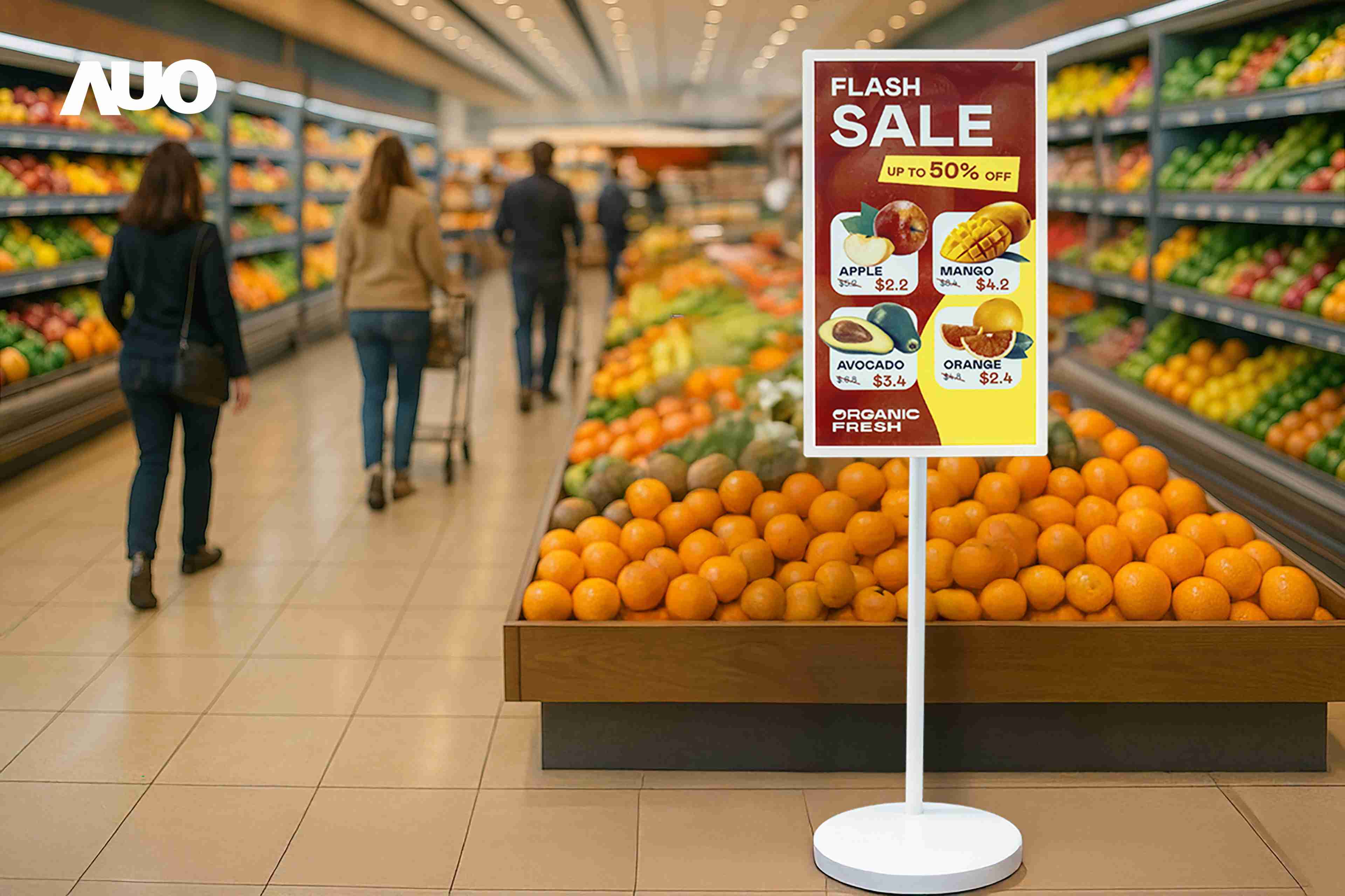 达擎首亮相低功耗、、、、全彩的〝aecoPost电子纸解决方案〞，，，，仅在更新画面时需要微量的电力驱动，，，无需布建电线的便捷设计，，，使其可灵活应用、、随意置放，，，，并可透过云端或行动装置app，，，轻松管理及排程广告内容，，，晋升店头营销利器。。